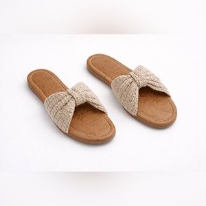 Boho Crochet Slide Sandals – Beige – Size 7.5 US / 38 EU